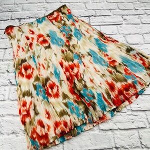 George Colorful Floral A-Line Skirt Size 12 Lightweight Gauze